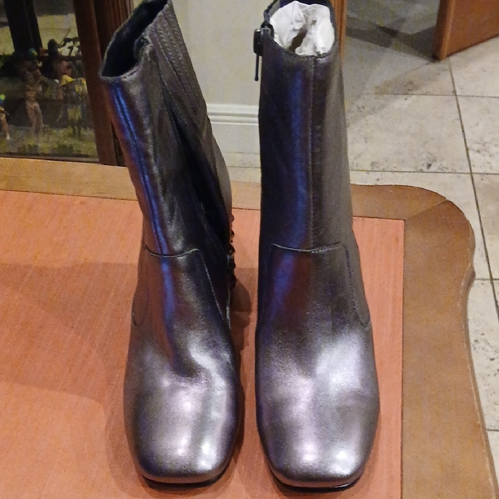 Guess Metallic Silver Ankle Boots